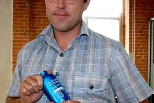 John Del Signore and his precious Radiohead Sigg bottle